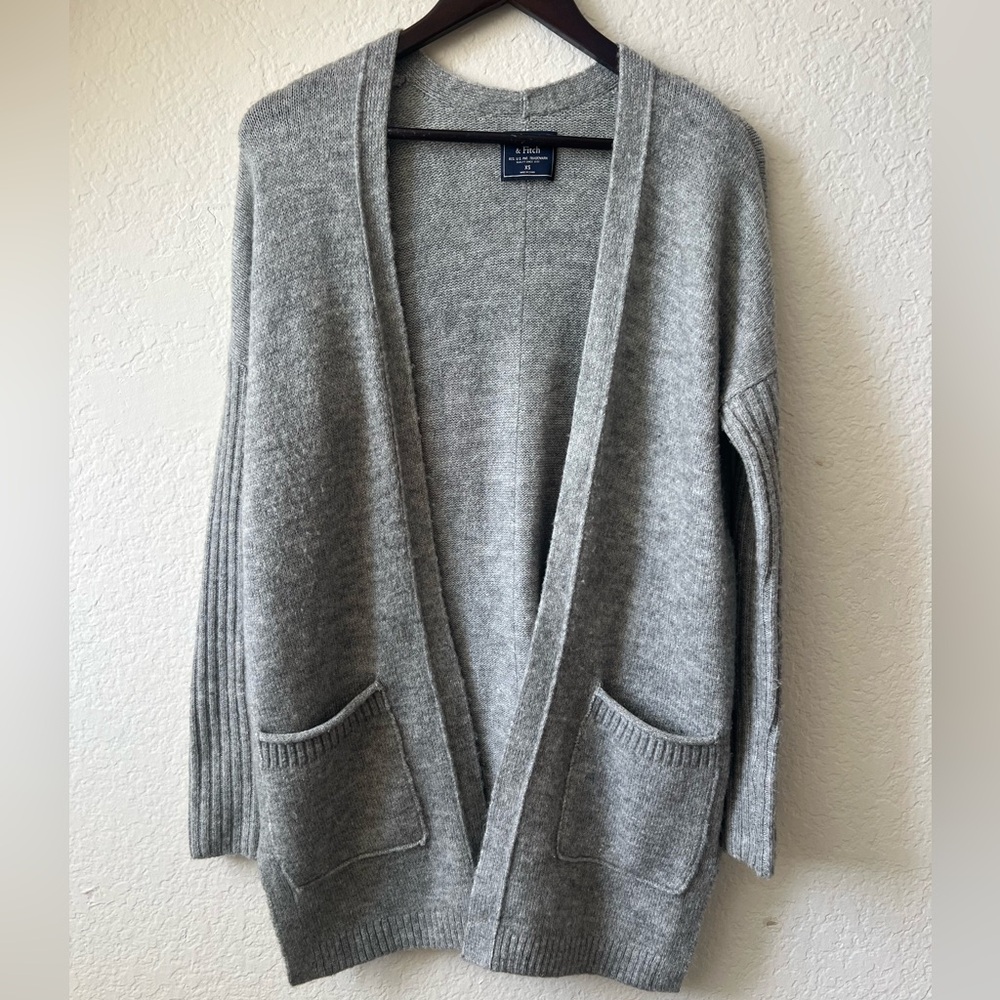 Abercrombie & Fitch Women Open Front‎ Cardigan Sweater Comfy Oversized Gray